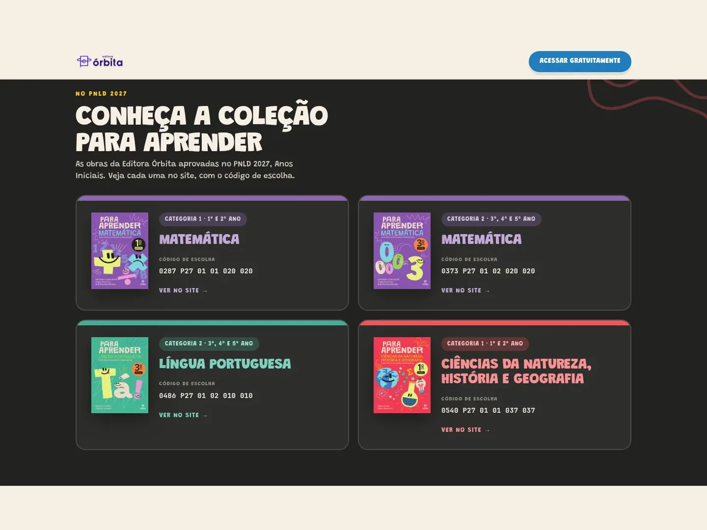 Para Aprender · PNLD 2027 — orbita pnld 2027 ambiente do professor colecao para aprender