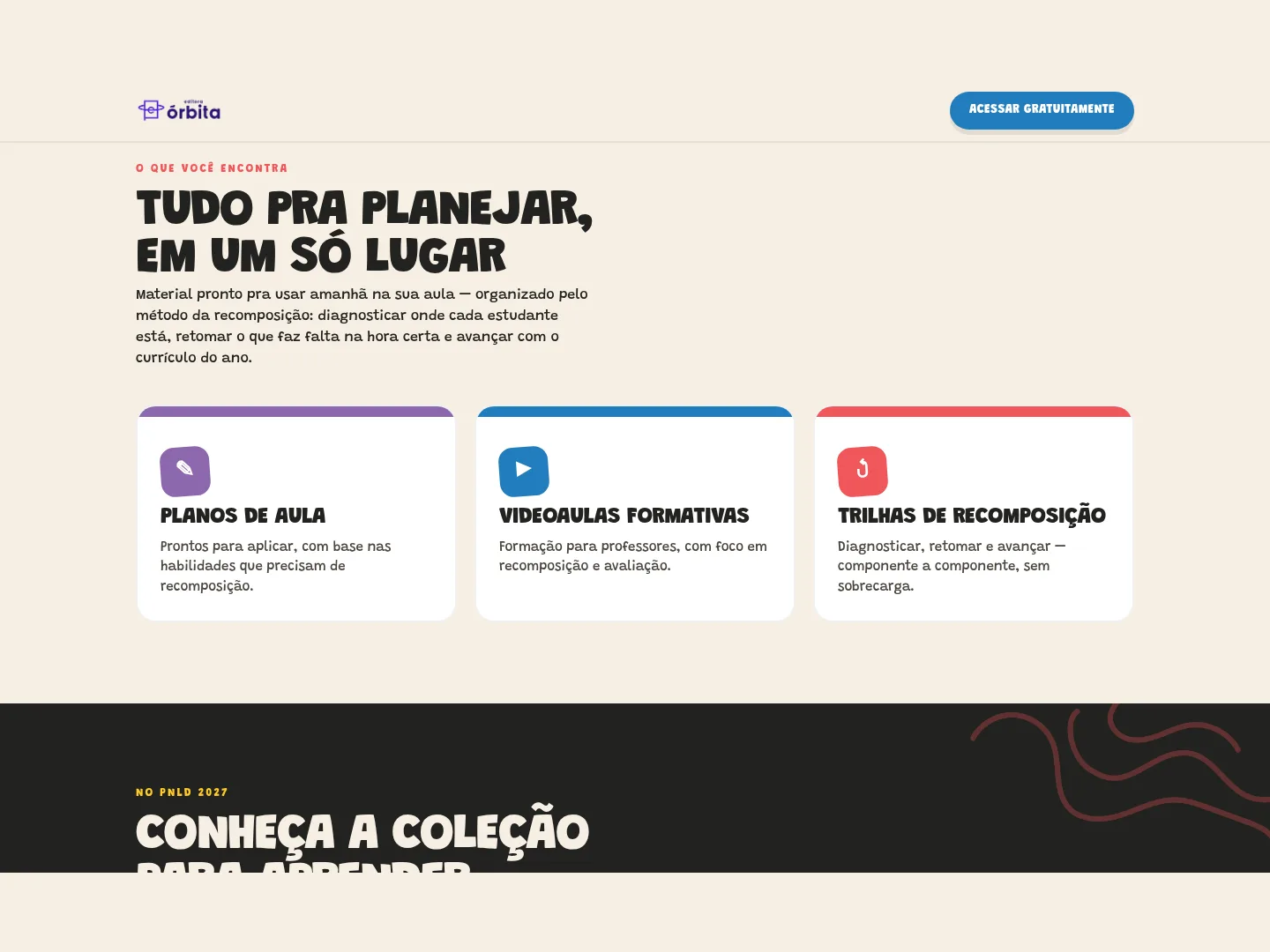 Para Aprender · PNLD 2027 — orbita pnld 2027 ambiente do professor planos videoaulas trilhas