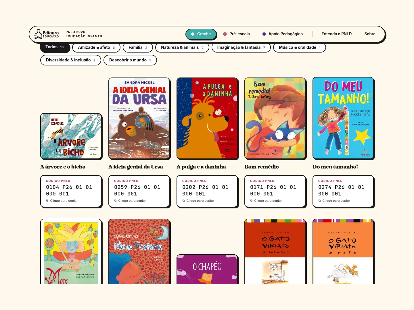 PNLD 2026 · Educação Infantil — pnld 2026 ediouro catalogo creche codigo para copiar